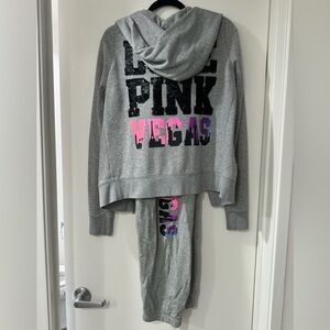 PINK Las Vegas Limited Edition Sequin Pant & Hoodie Set vegas strong